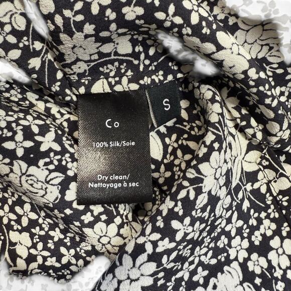 Co 100% Silk Black White Floral Blouse Small - Picture 3 of 11